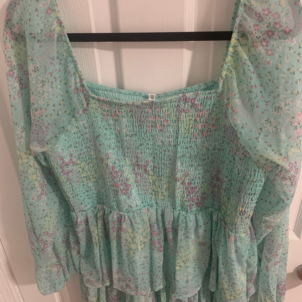 Brand New,  Madden NYC Triple Ruffle Smocked Peasant Dress size XL